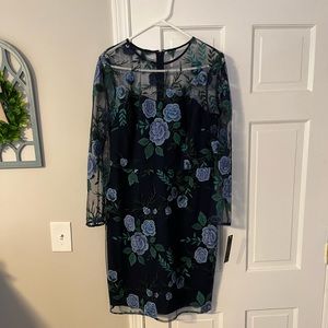 Tahari by ASL Illusion Embroidered Dress